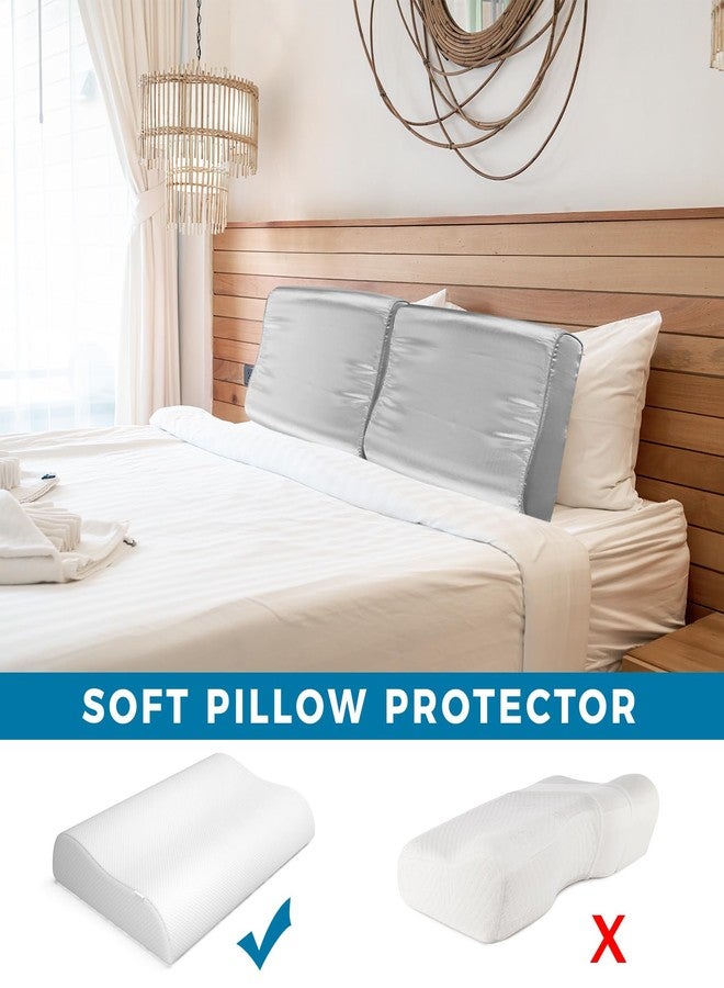 Breling 2 Pcs Silk Pillowcase for Memory Foam Neck Satin Pillow Case for Contoured Support Headrest Wave Shape Soft Smooth Headrest Cover (Light Gray) - Image 4